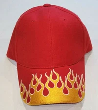 Red Cap & Yellow Flames, Men's Cap - Hat, NEW