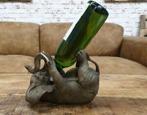 Figur Elefant Braun als Flaschenhalter Deko Skulptur Geschenk Garten Tier Wein