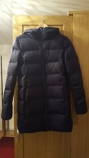 Womens Uniqlo Navy Blue Seamless Coat Jacket Down Feather Xs Small 6 8 Rrp£130