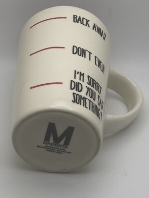 Big ''M'' Magenta Coffee Mug, 16 Ounce Mug Red/Black/White With Measured Warnings