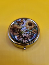 Sunflower Round Pillbox With Mirror