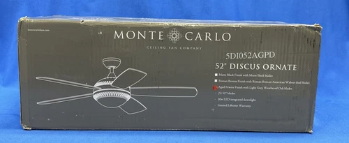 Monte Carlo - Discus Ornate 52 in. LED Indoor Aged Pewter Ceiling Fan - Picture 2 of 5
