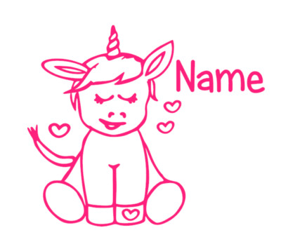 Personalised Girls Unicorn Name Door Decal Sticker Custom Made Wall Bedroom Pink