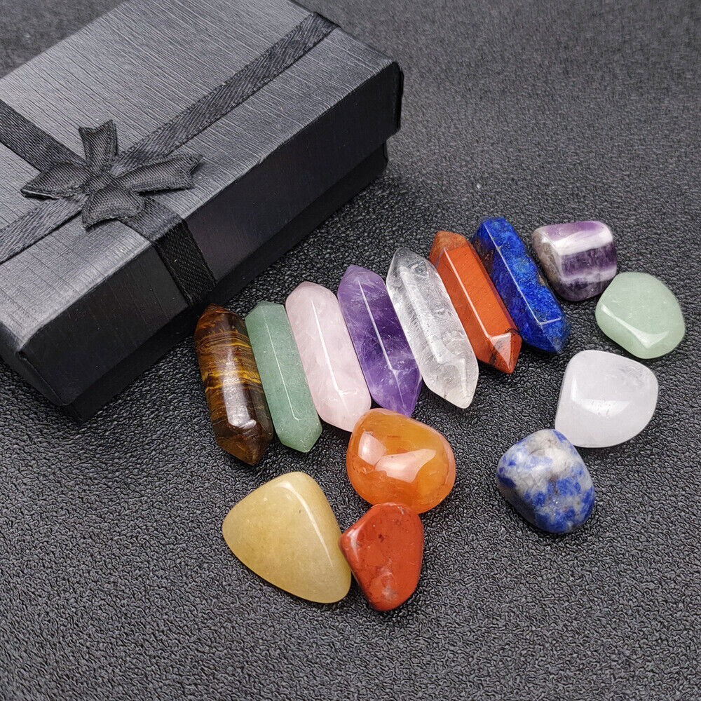 7 Chakra Healing Crystal Wands Set - Tumbled Stones With Hexagonal Points 12 thumbnail image