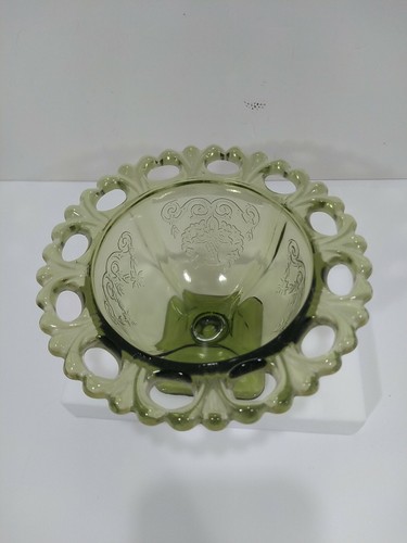 Vtg Avocado Green Indiana Glass Lorain Depression Footed Sherbet Cup Candy Dish - Picture 2 of 4