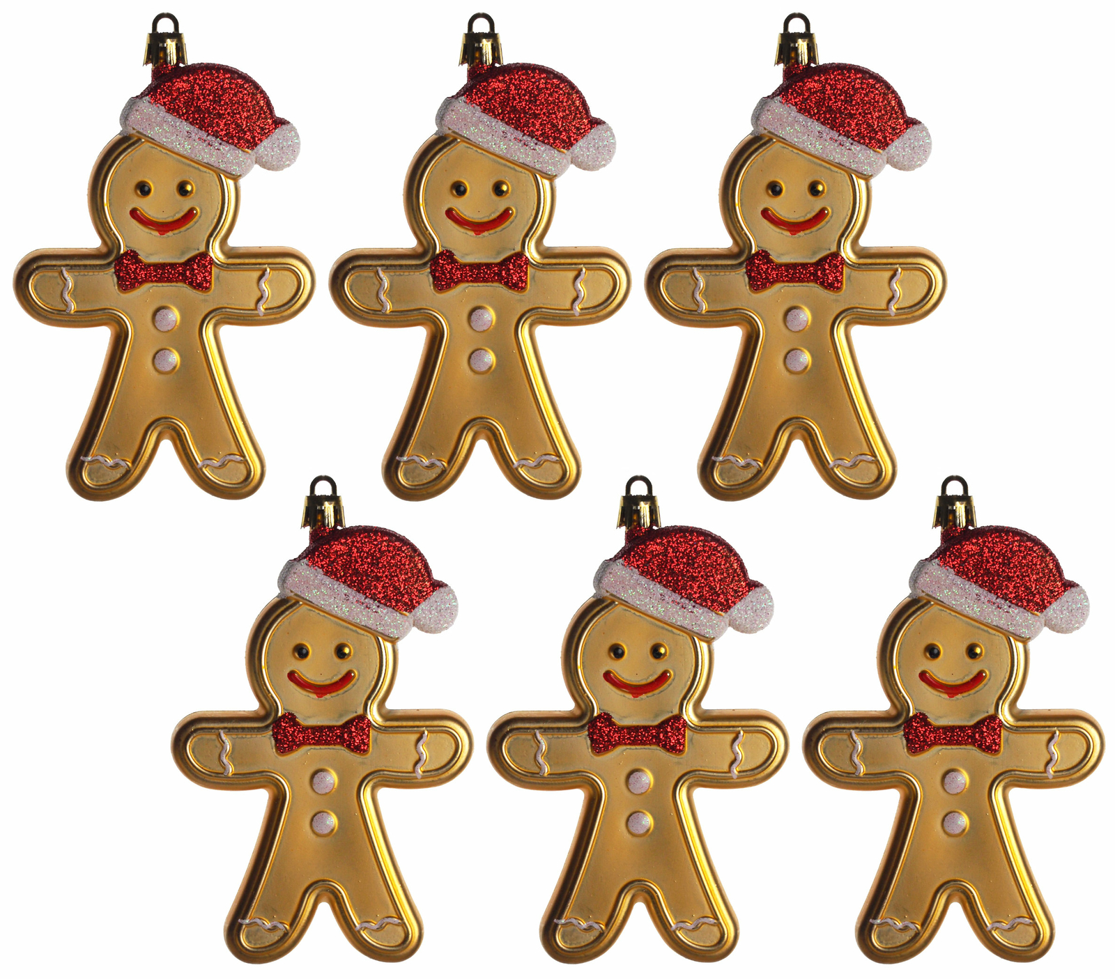 Gingerbread Man Novelty Christmas Tree Baubles Decorations (Set of 6)