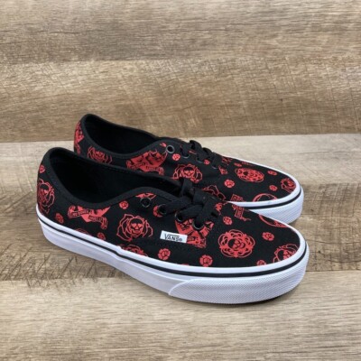 VANS Authentic Love You To Death Black Red Sneakers Shoes Womens Size 6 NEW