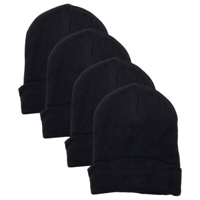 4 Pack Unisex Fleece Lined Beanie Winter Stretchy Fit Cuffed Knit Hat 4 Pack Men main image 3