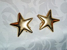 Gold Tone Metal, CLIP - ON EARRINGS, STAR SHAPE