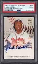 2001 Hank Aaron Topps Golden Anniversary Great #GAA-HA Autograph Graded PSA 9