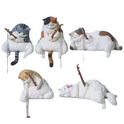NEW Fishing Day 5 Chubby Cats Killing Time x Complete Set of 5 Types Gachapon