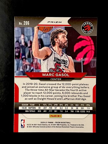 2020-21 Panini Prizm #206 Marc Gasol Pink Cracked Ice (Raptors) Mint - Picture 2 of 2