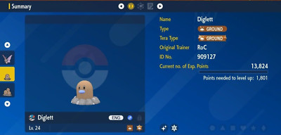 Pokemon Scarlet & Violet 6IV Shiny DIGLETT Max EVs