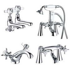 Traditional Victorian Sink Basin Mono Bath Filler Shower Chrome Cross Taps