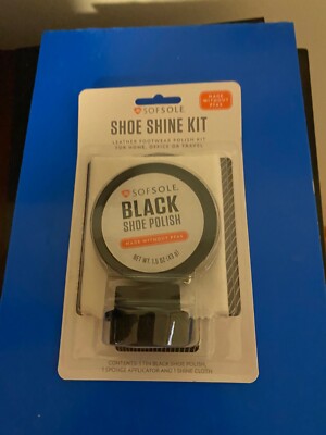 BRAND NEW SOF SOLE BLACK SHOE POLISH KIT-SHOE POLISH, SHINE CLOTH, SPONGE