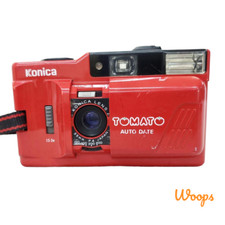 Konica Tomato Red 35mm f/4 Point  Shoot Film Camera Tested Working