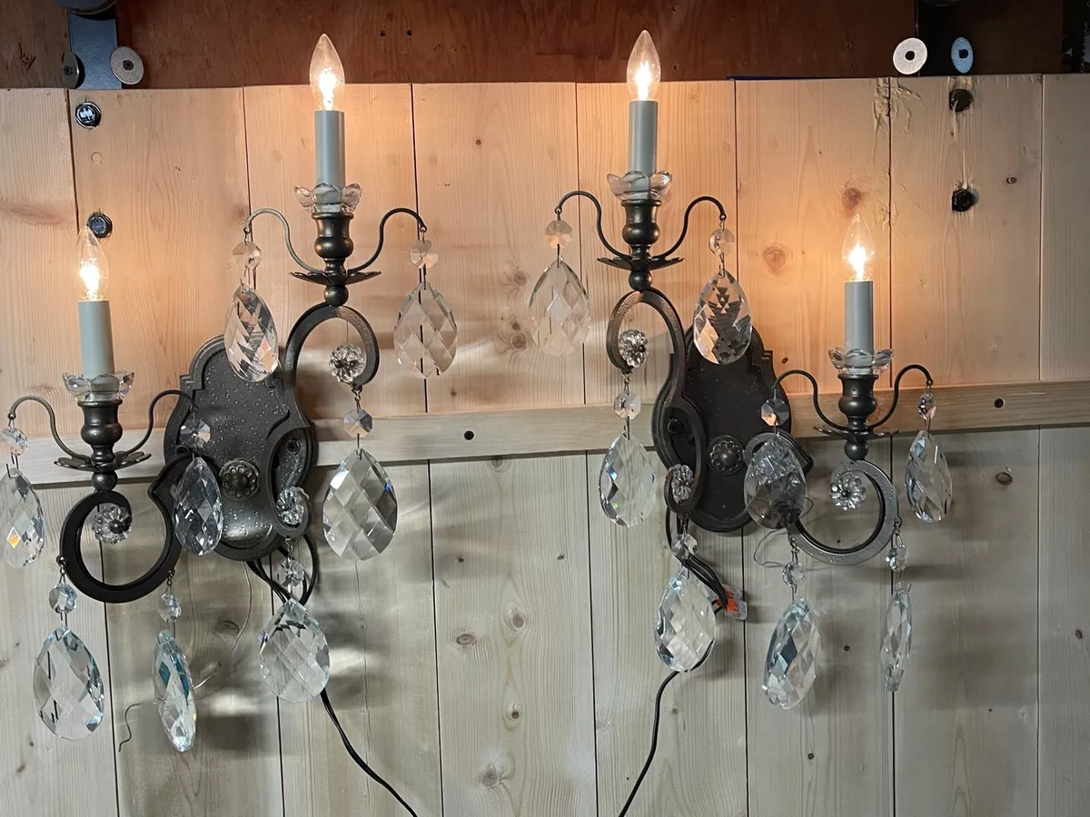 ONE PAIR of 2 Swarovski Schonbek Renaissance 2 light wall sconce