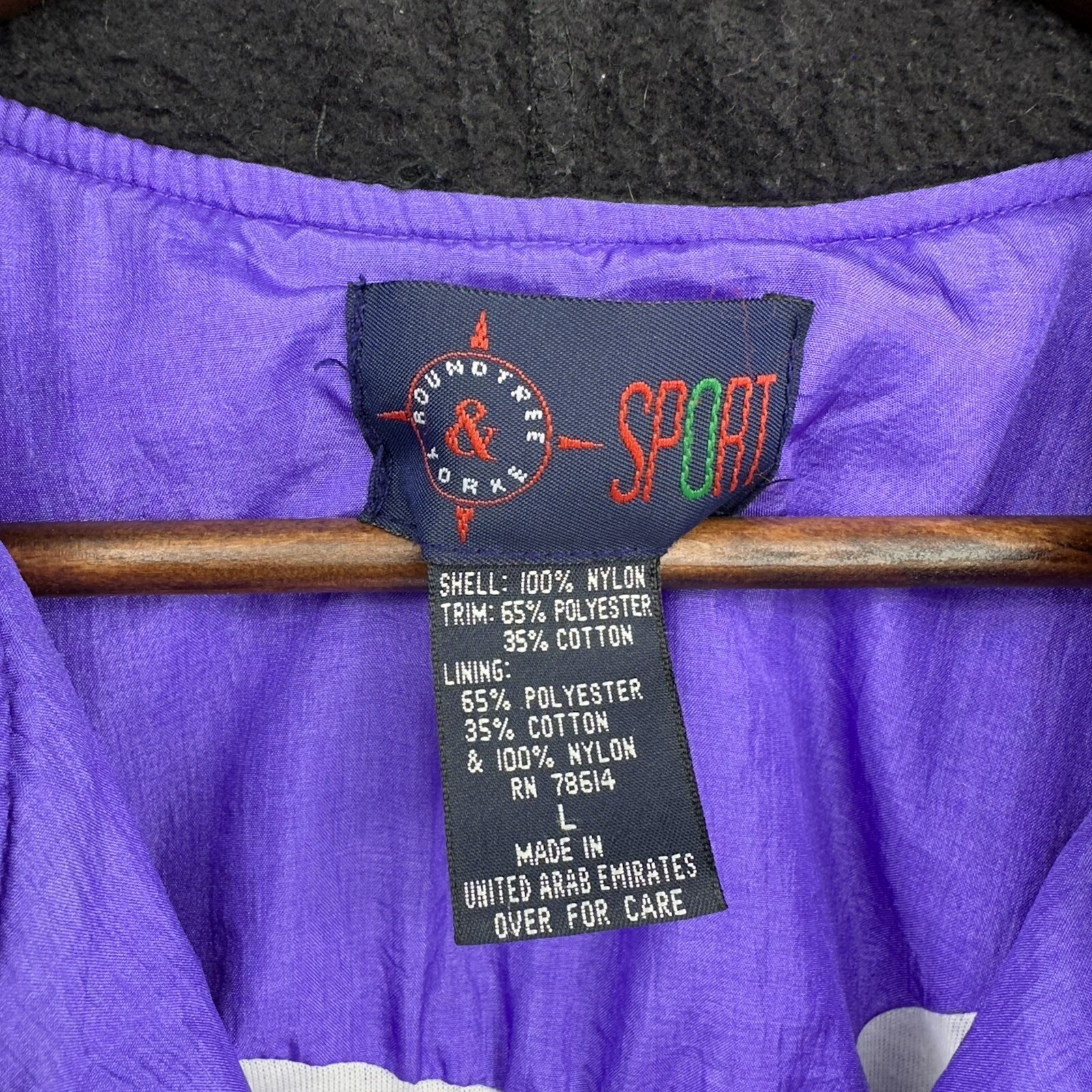 VTG Roundtree & Yorke Sport Purple Black Windbreaker Jacket Mens L 90s HOODED