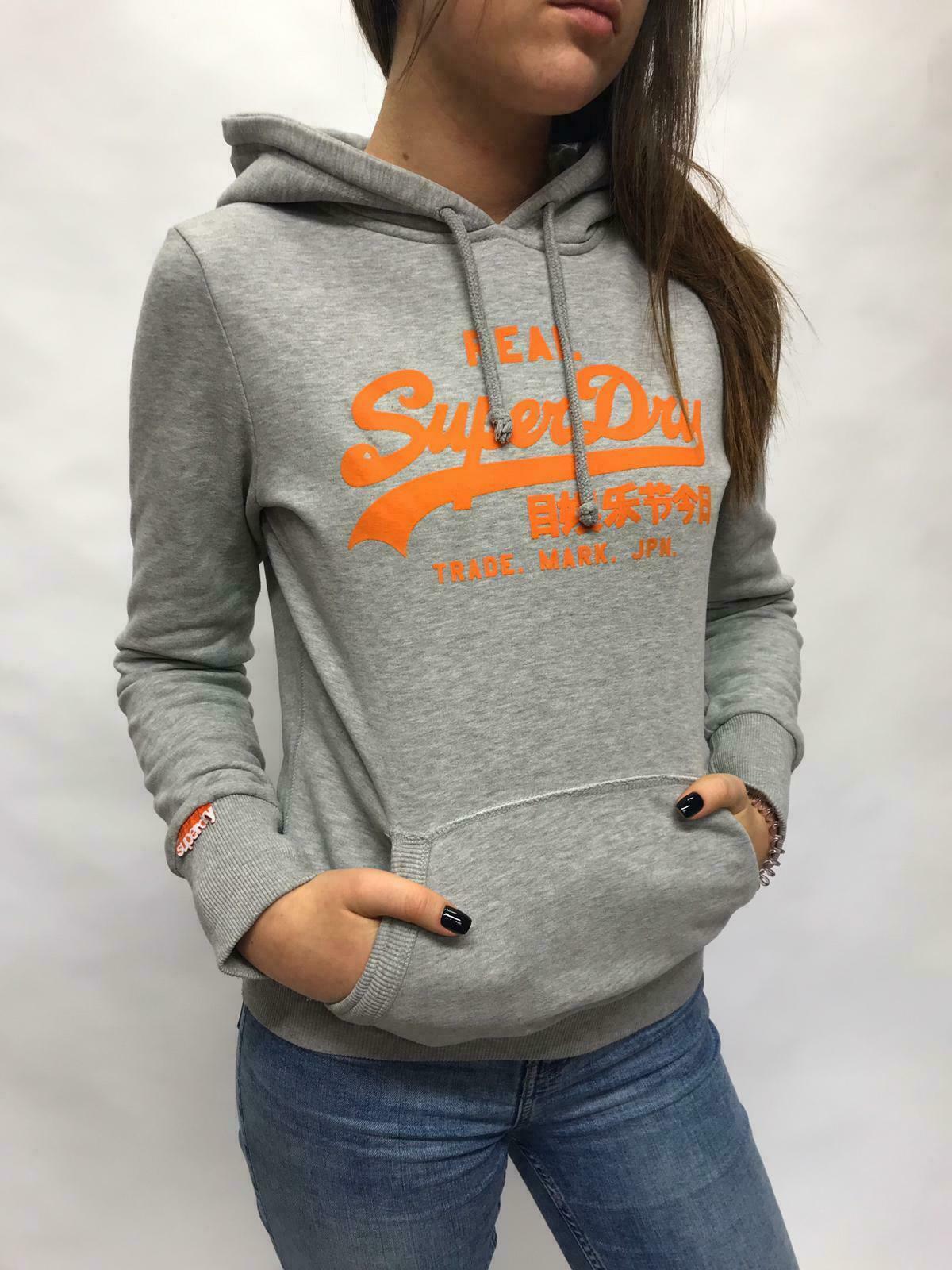 Superdry Gray Orange Hoodie Womens size 