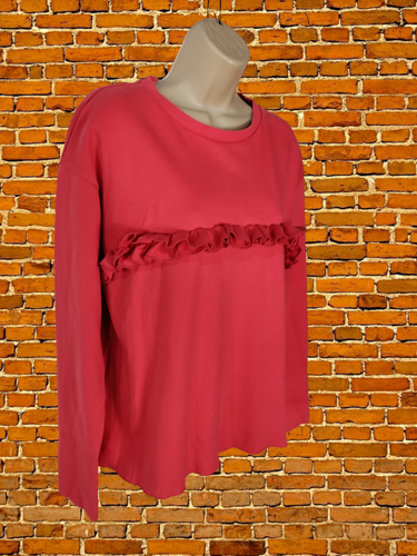 WOMENS NEXT SIZE UK 12 CORAL CREW NECK FRILL SWEATSHIRT JUMPER SWEATER PULLOVER - 第 2/5 張圖片