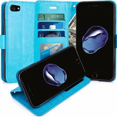 LK iPhone 7 Case, Luxury PU Leather Wallet Flip Protective Cases Cover with Card