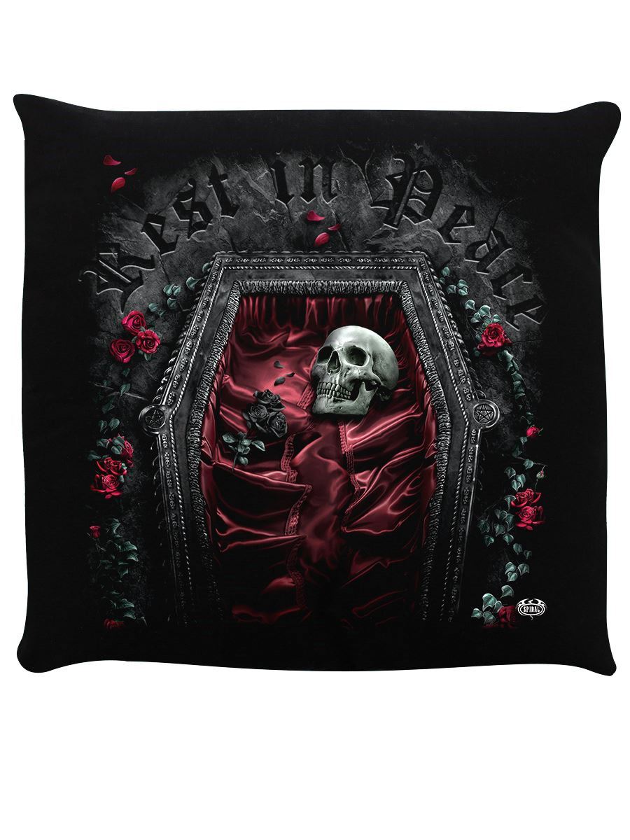 Spiral Cushion Rest In Peace Black 40x40cm