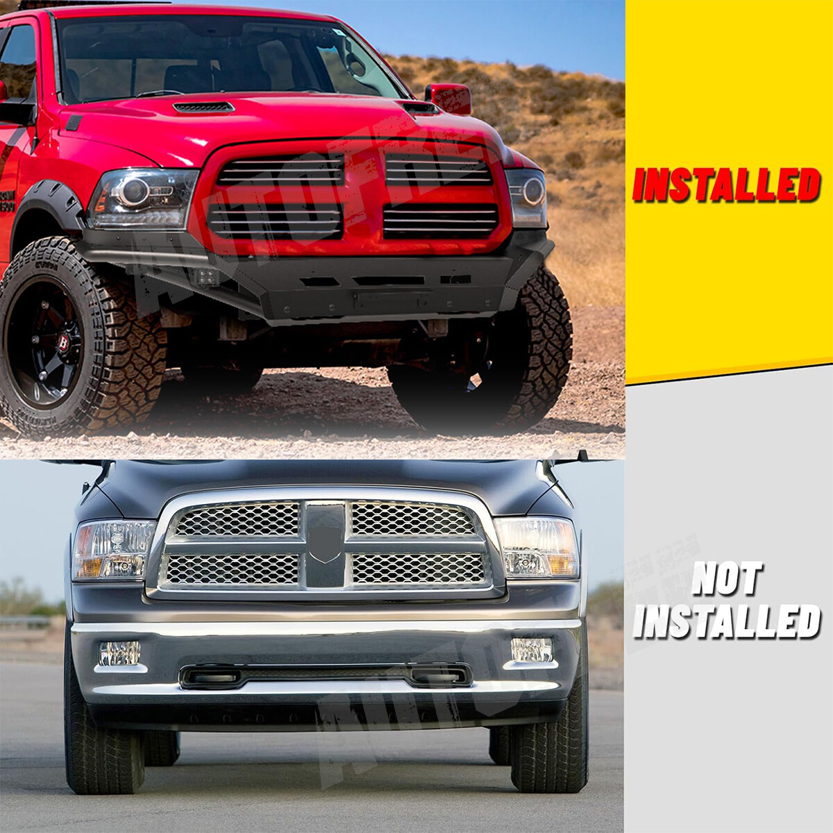 2014-2018 Ram 1500 Front Lower Bumper Kit – Steel Painted Black (Fits 1500 Classic & More)