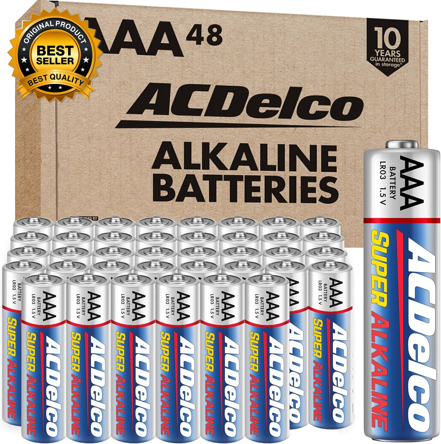 Acdelco 48-Count Triple AAA Batteries, Maximum Power Super Alkaline Battery, 10--image