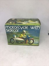 VINTAGE Tin Clockwork Motorcycle with Sidecar w/Box MS 709 RARE 
