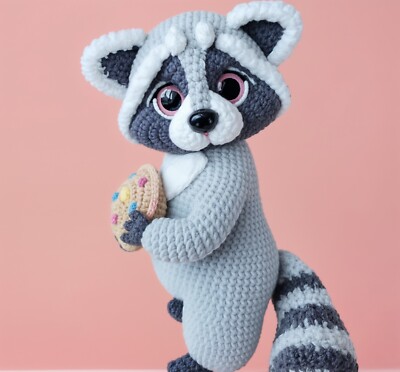 Raccoon Crochet Pattern PDF   Amigurumi DIY Plush Toy   No-Sew, Easy Beginner