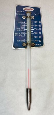 Vtg. Sunbeam Metal Tip Thermometer armored meat #613. 6 1/2''.  1pk. 1991