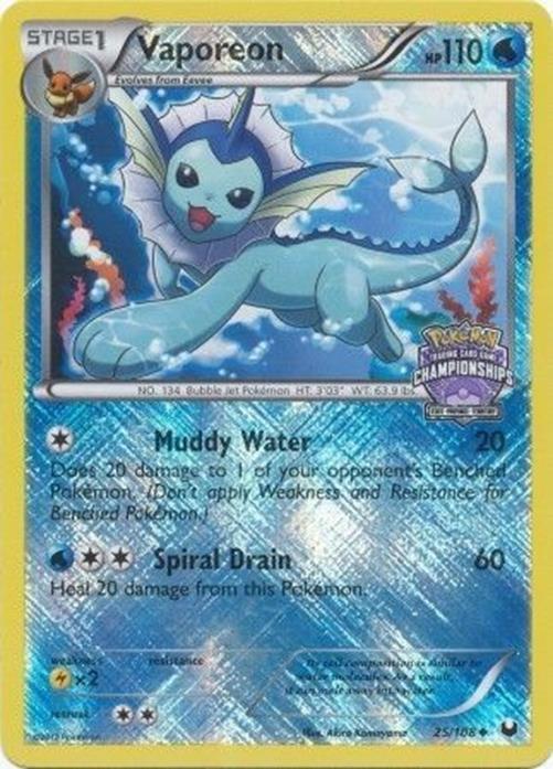 Vaporeon - 25/108 - Pokemon Dark Explorers State Province Championship NM