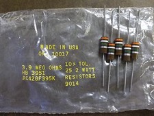 NEW Allen Bradley Fixed Resistors 10017 3.9 MGHM HB3951 2W, Lot of 5