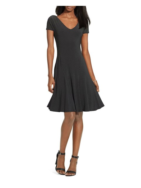 ralph lauren polka dot crepe dress