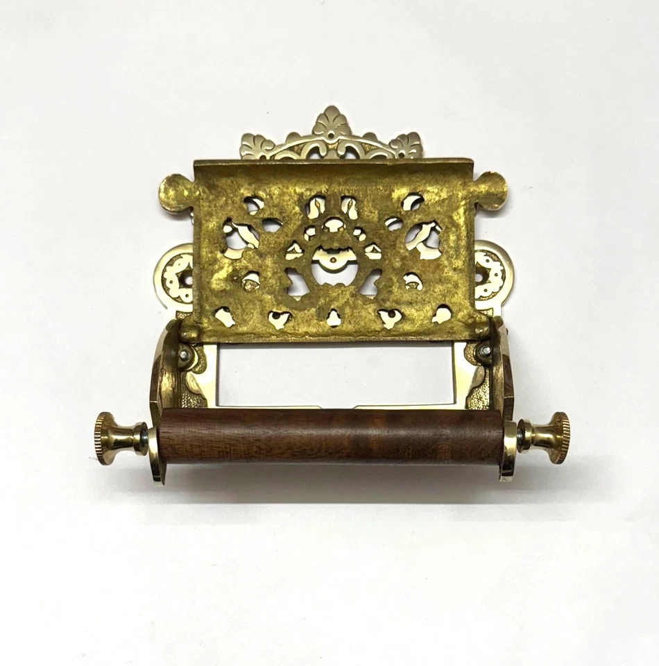 Antique Victorian Ornate Solid Brass Toilet Roll Holder – Vintage Elegant Holder - Image 4 of 4