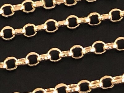 14K massives Gelbgold 2,1 mm Rolo Kette Halskette 16'', 18'', 20'', 22'', 24''.