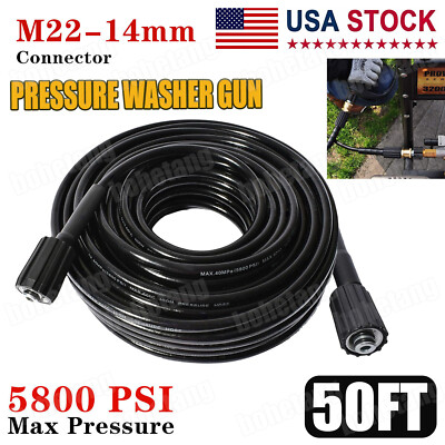 High Pressure Washer Hose 25ft/50ft 5800PSI M22-14mm Power Washer Extension Hose