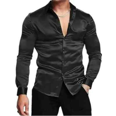 black satin button down blouse