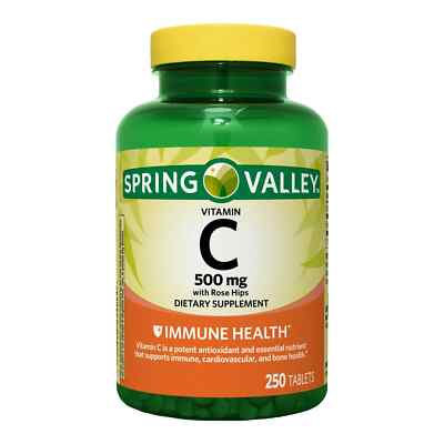Spring Valley Vitamin C Supplement with Rose Hips Tablets, 500 mg, 250 Count