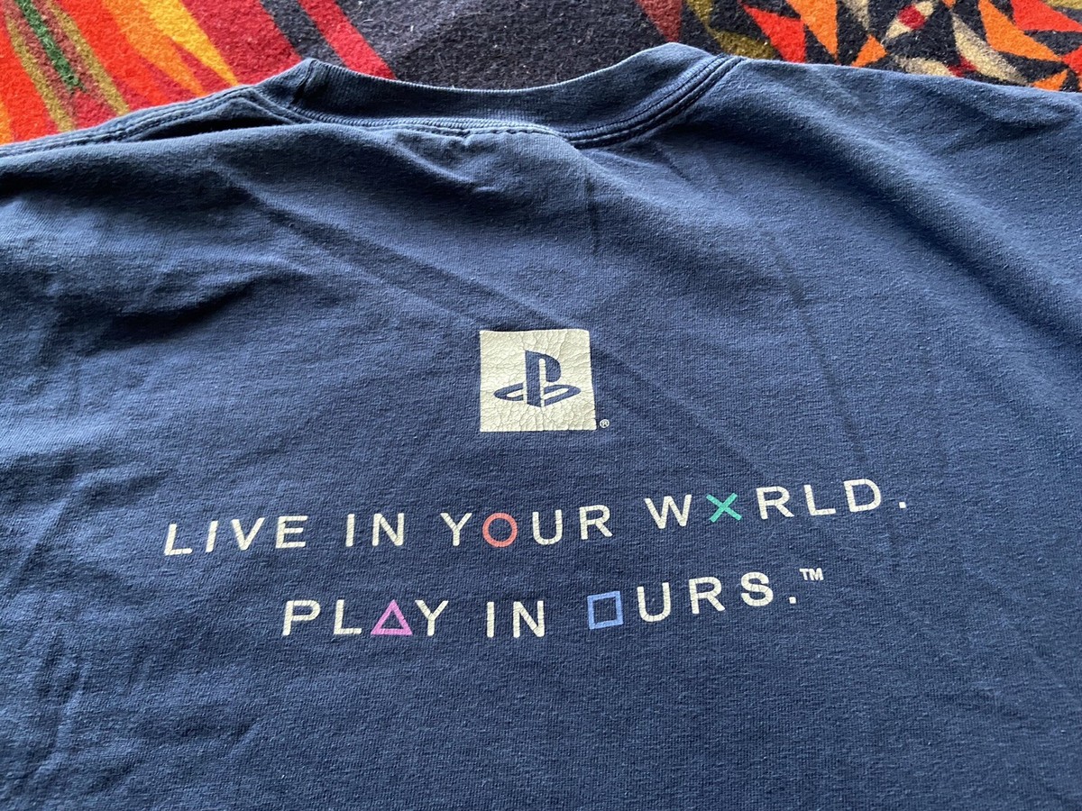 Vintage Sony Playstation 2 Online Shirt Y2k Promo Tee Shirt Blue