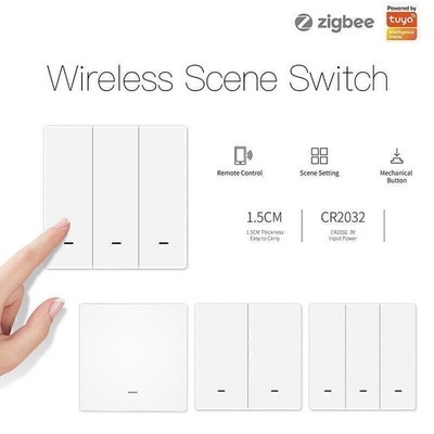 CR2430 3V For Tuya ZigBee Wireless 9 Scene Switch For Smart Devices 1/2/3 Gang