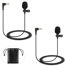 2-Pack Lavalier Microphone Compatible with DJI MIC 2, RODE Mini Size, Black