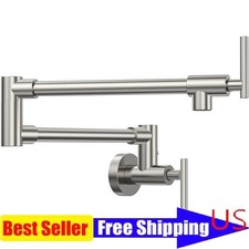 Pot Filler Faucet Brushed Nickel Wall Mounted Stainless Steel Faucet Over Stove