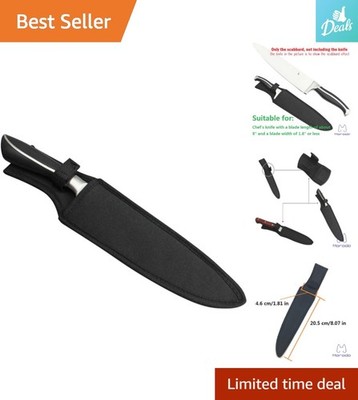 Versatile Black Nylon Knife Scabbard for 8'' Chef Knife - Safe & Stylish