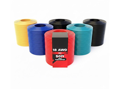 Cable OFC 18AWG 300ft Cobre Puro 6 Colores para Auto, Audio, LED y Cableado 12V