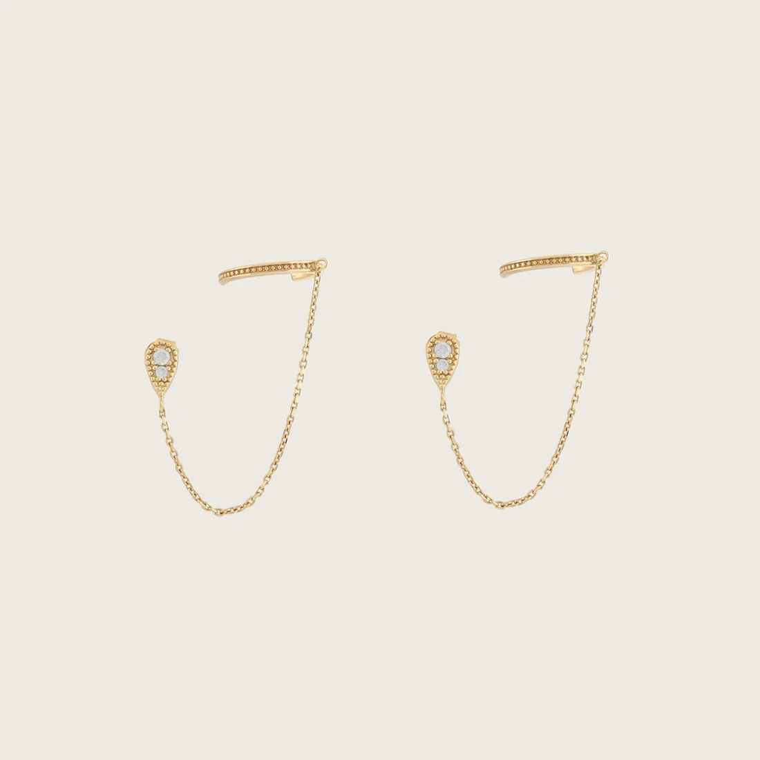 Zircon Chain Stud Hoop Earrings Women Stainless Round Piercing Vacation Jewelry