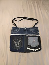 Rue 21 Denim Tote Bag Patchwork Handmade Upcycling Womens.