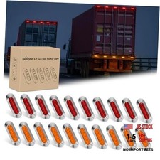 20PCS Amber Red Oval Side Marker Lights 4 LED 3.7 Inch Amber Red 20Pcs