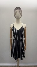Black White Striped Mini Dress Women’s Size M Sleeveless Adjustable Straps