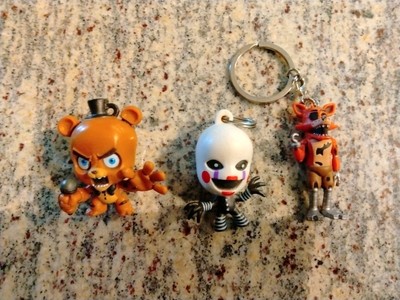 Lot of 3 Five Nights at Freddy's Backpack Hangers 1.5'' Tall FNAF Keychain Clip